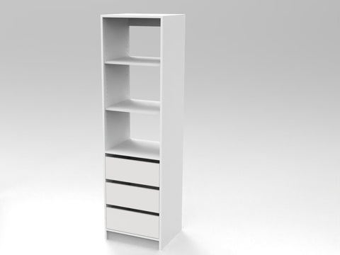 Wardrobe Insert with 3 Drawers and 3 Adjustable Shelves - 1790H x 500W x 440D (mm)