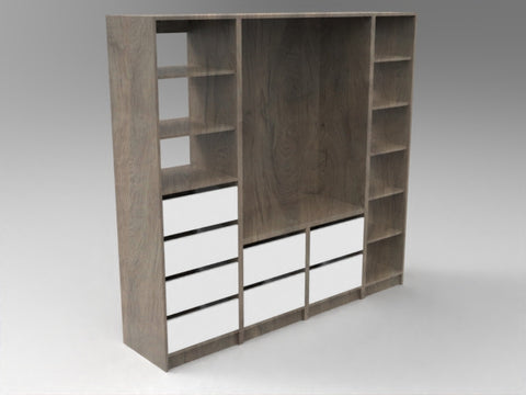 Wardrobe insert Polytec Antico Oak Matt and Classic White Woodmatt